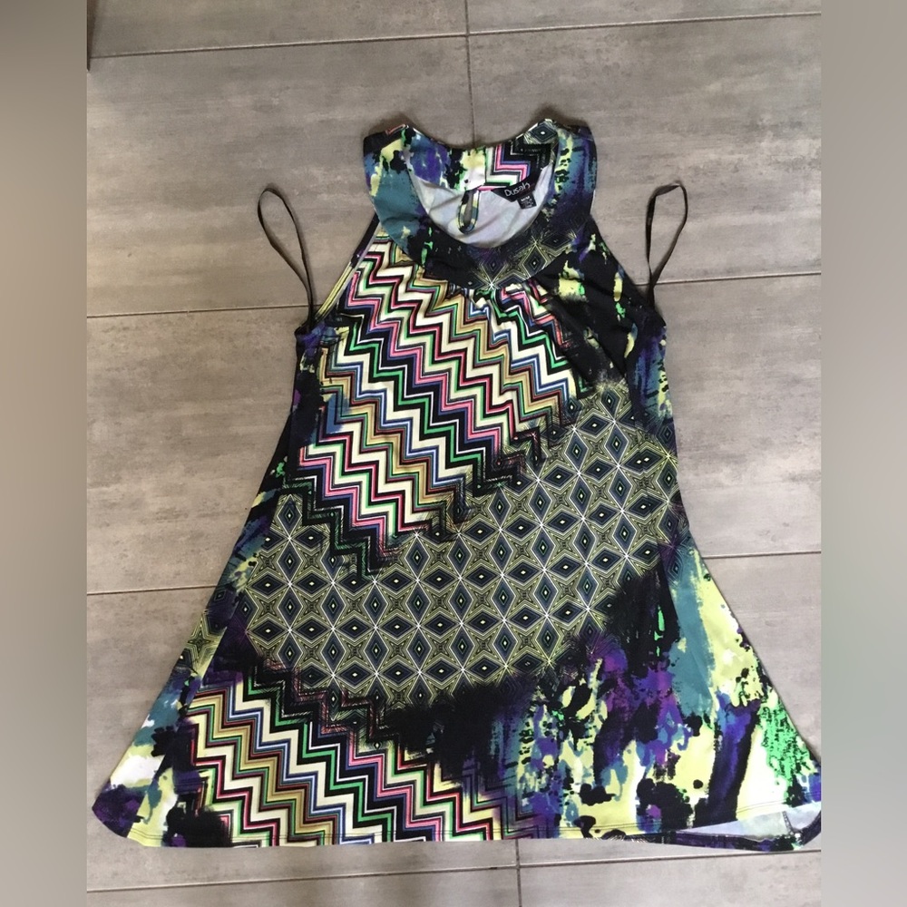 Multicolour Zigzag Sleeveless Long Tunic